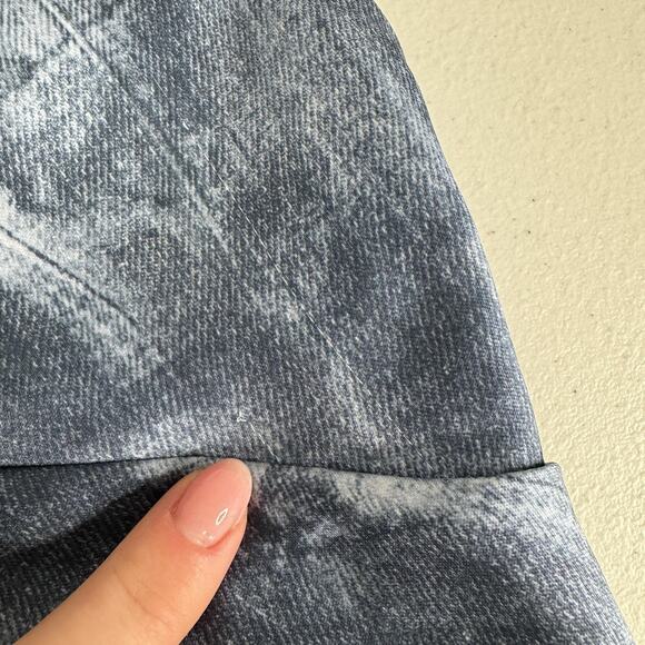 Zara Dress Womens Small Blue Denim Jean Print Satin Slip Maxi Y2K Backless Party - Picture 3 of 15